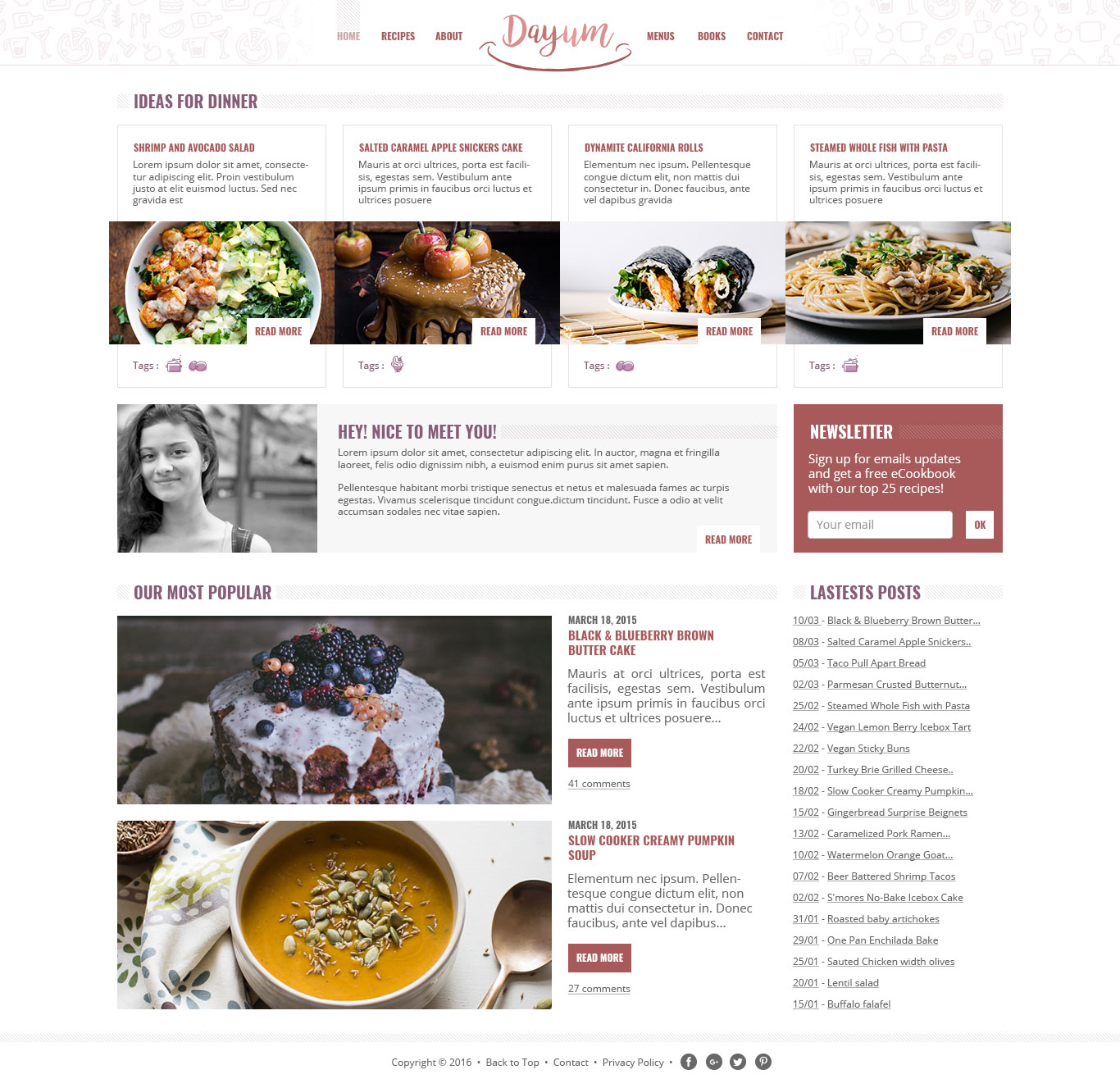 Webdesign template blog de recettes