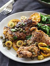 Sauteed chicken with olives
