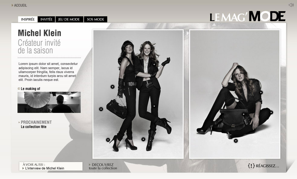 Web design Mag Mode fashion designer Michel Klein