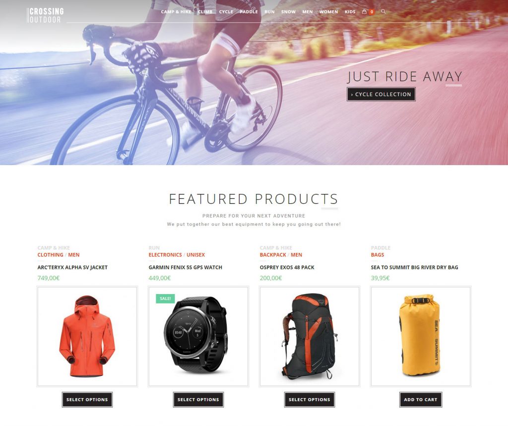 Webdesign site eCommerce Crossing Outdoors