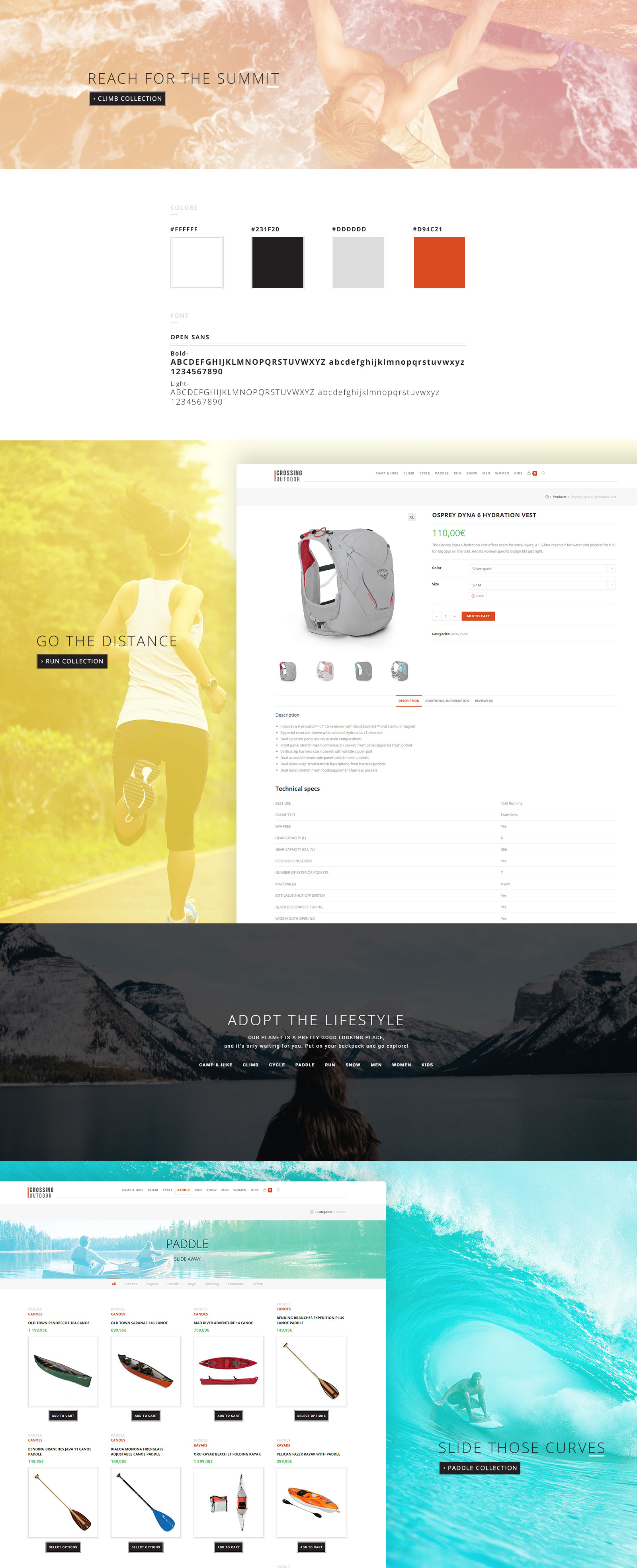 Webdesign site eCommerce Crossing Outdoors